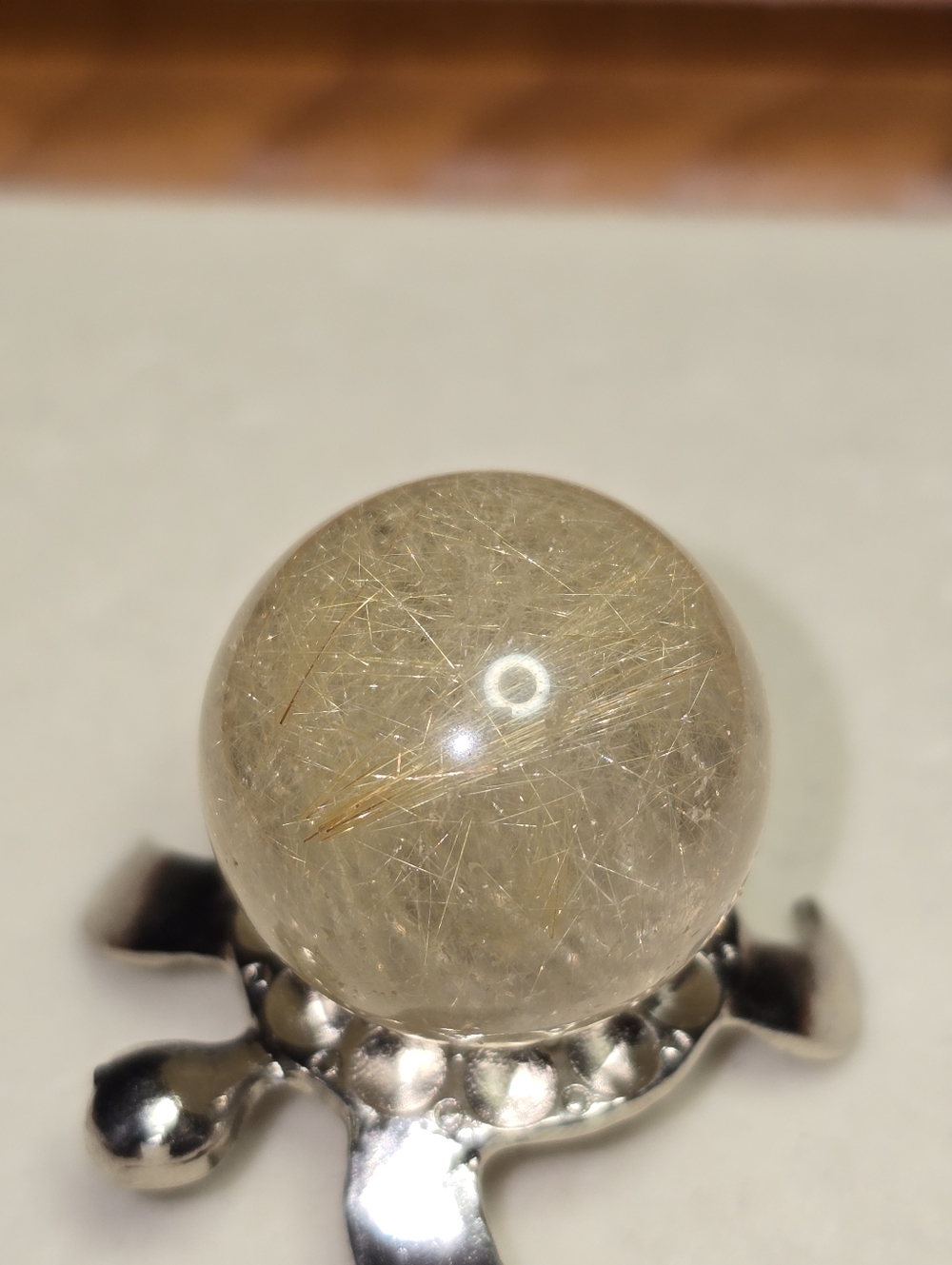 Gold Rutilated Quartz Crystal Sphere